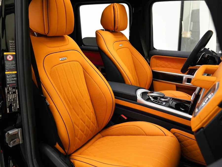 Orange custom automotive leather seats