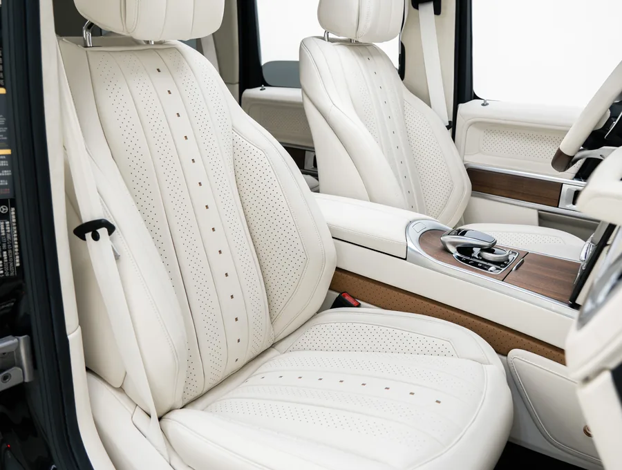 White custom automotive leather seats